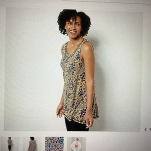 Printed Scoop Neck Tank Salted Caramel Sz XL